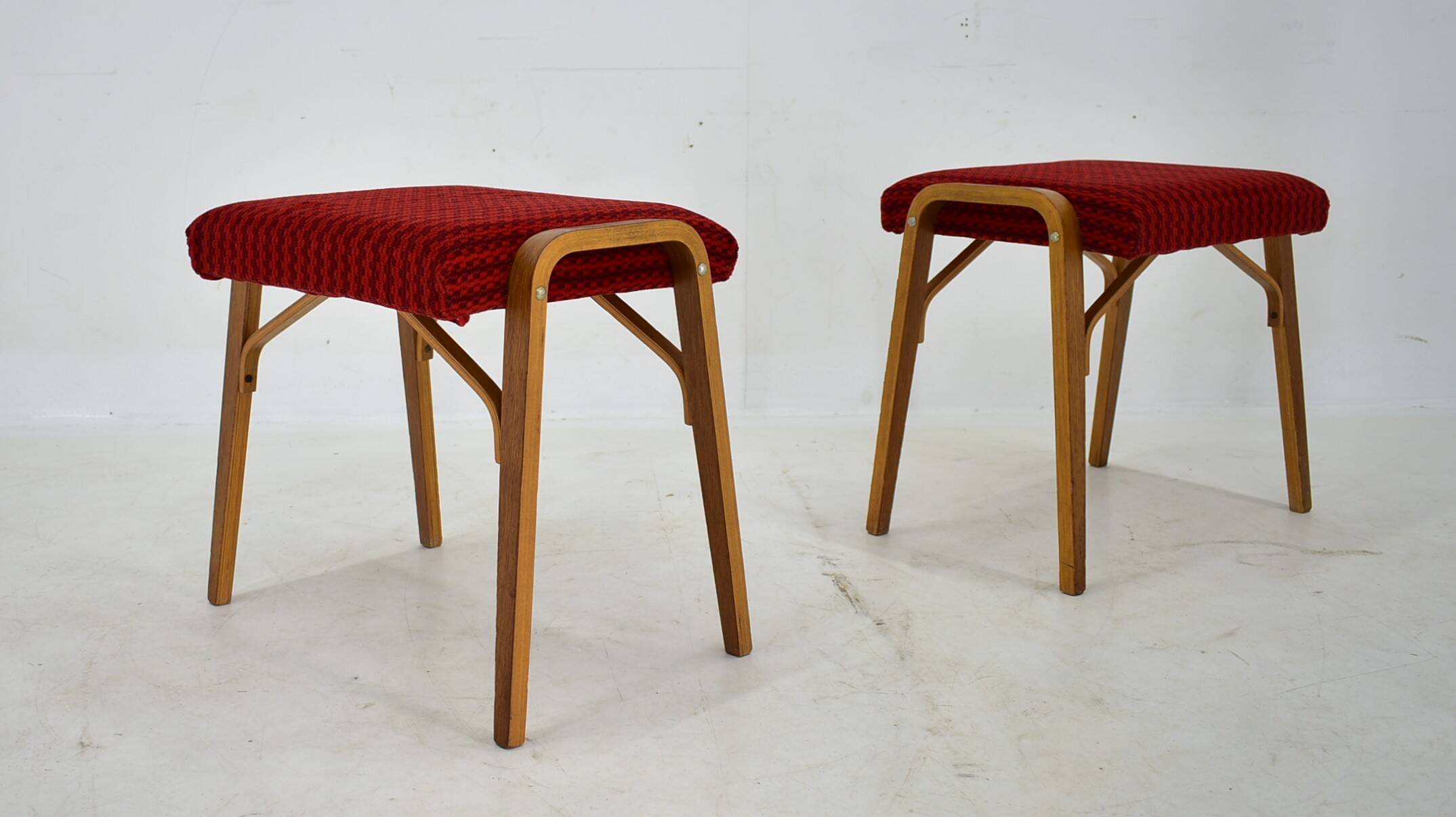 1960s Ludvik Volak beech stools by Drevopodnik Holesov, Czechoslovakia