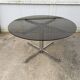 Smoked glass round table chrome Florence Knoll Roche Bobois an70