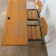Bureau d’écolier vintage en bois et métal - Bureau double
