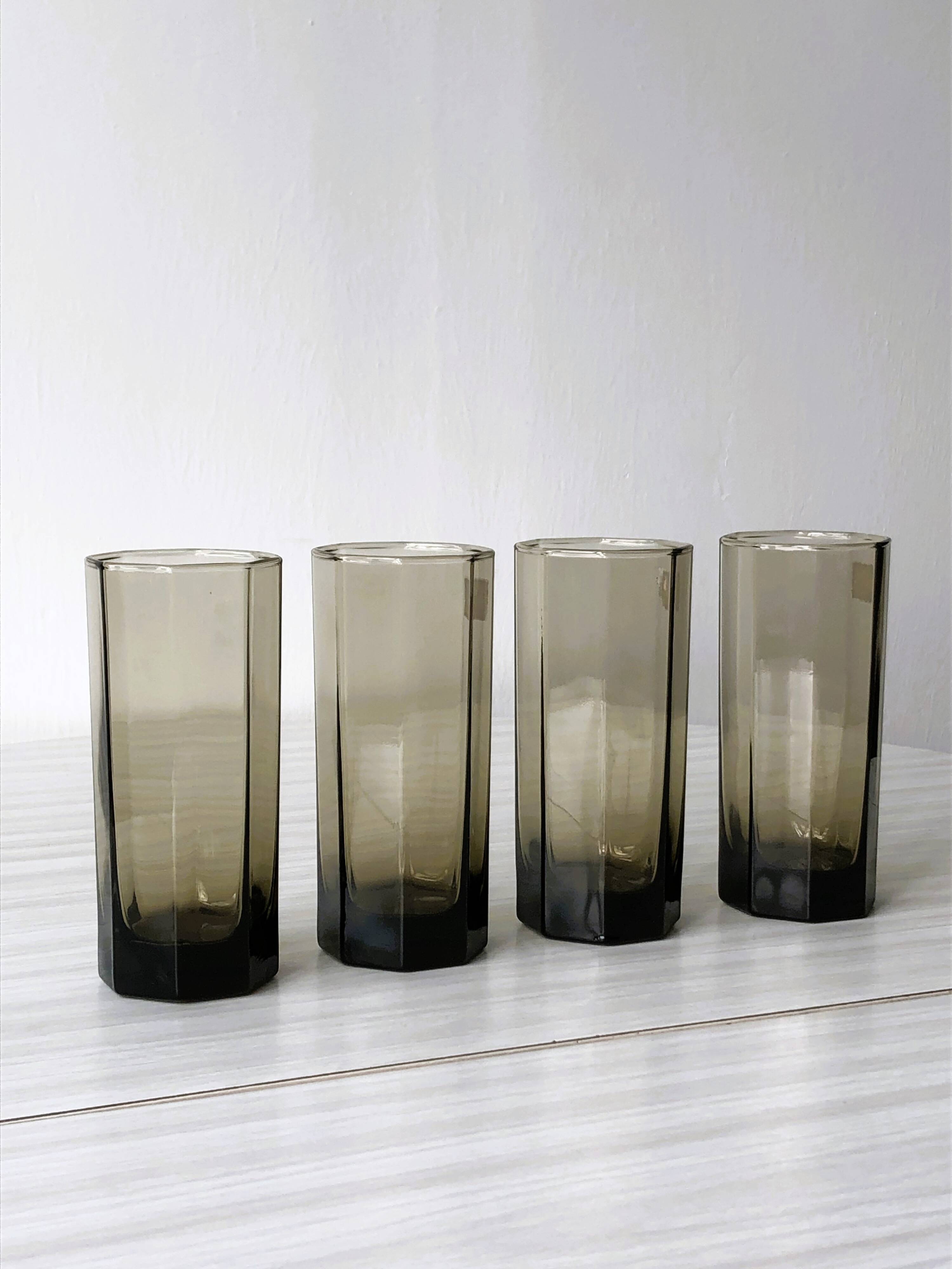 Lot De 6 Verres à Long Drink Noir Fumé - 430 Ml - Verres Cocktail, Jus - Lave-vaisselle
