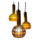 Raak three-light space age orange pendant lamp, 1970s, Netherlands