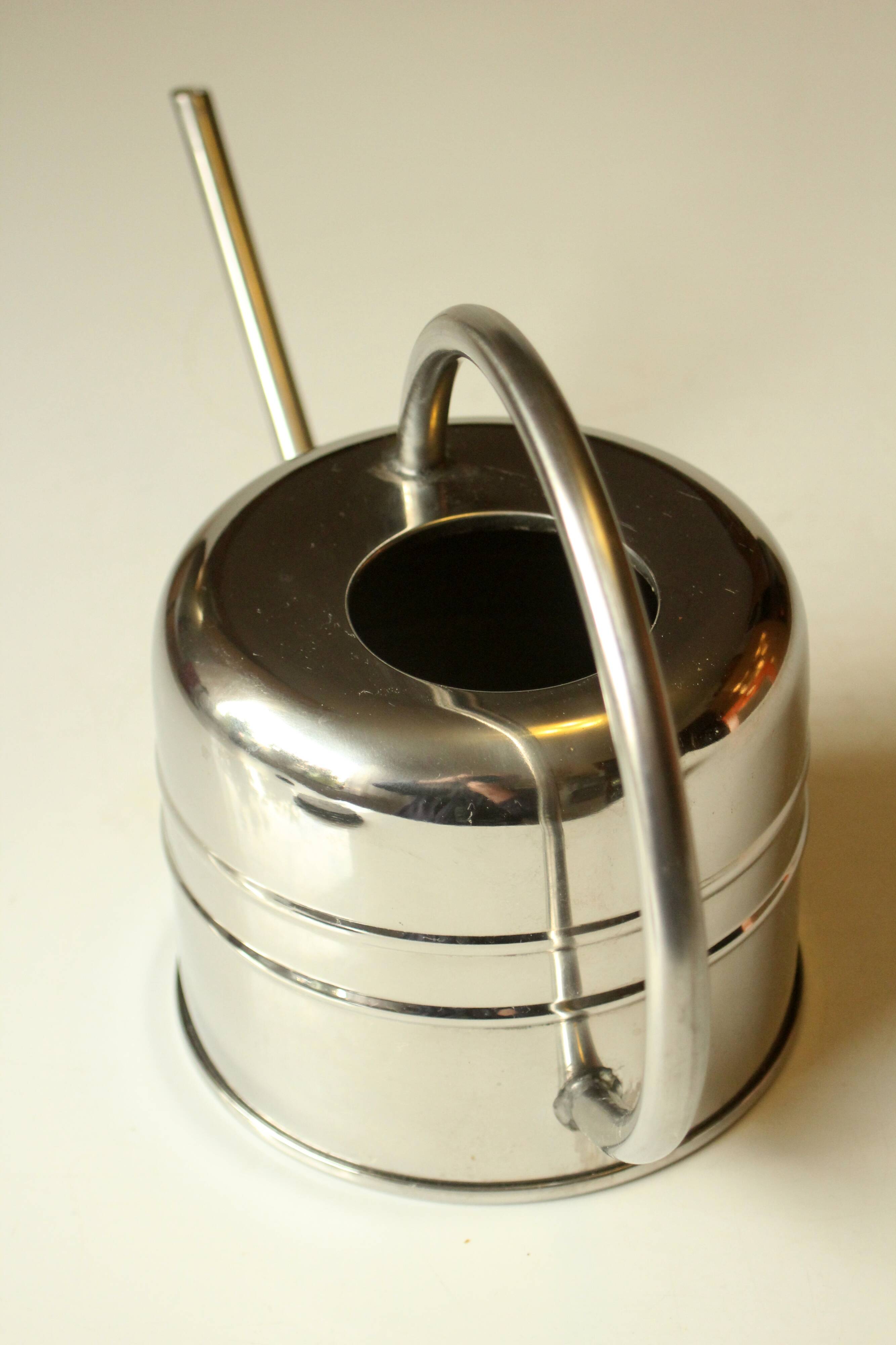 Stainless steel watering can, complete usuable, vintage from the 1970s
