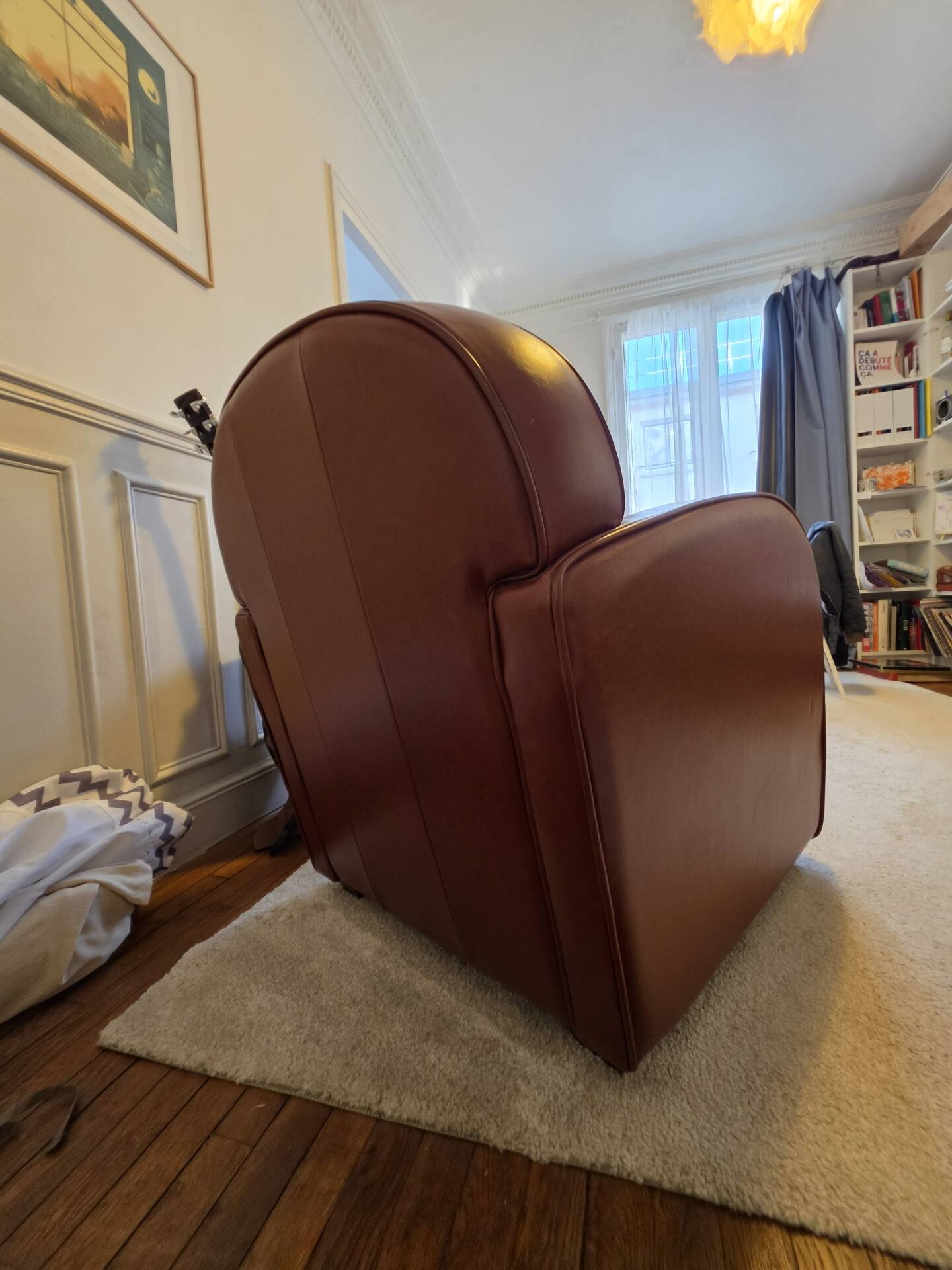 Cognac leather club armchair
