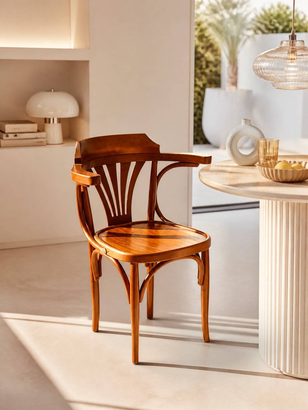 Fauteuil de bureau bistrot en hêtre courbé, style Thonet, circa 1960