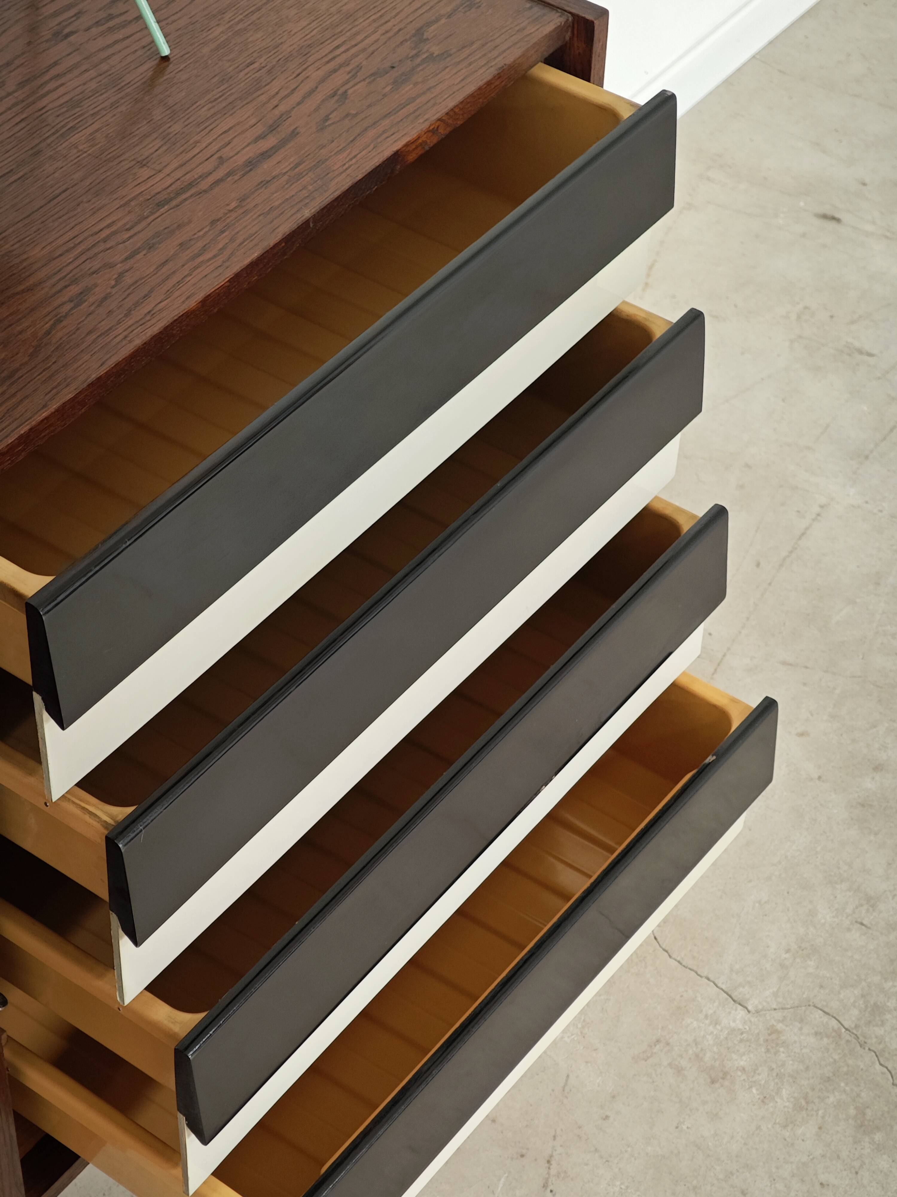 U 458 black and white sideboard by Jiri Jiroutek for Interier Praha, 1960
