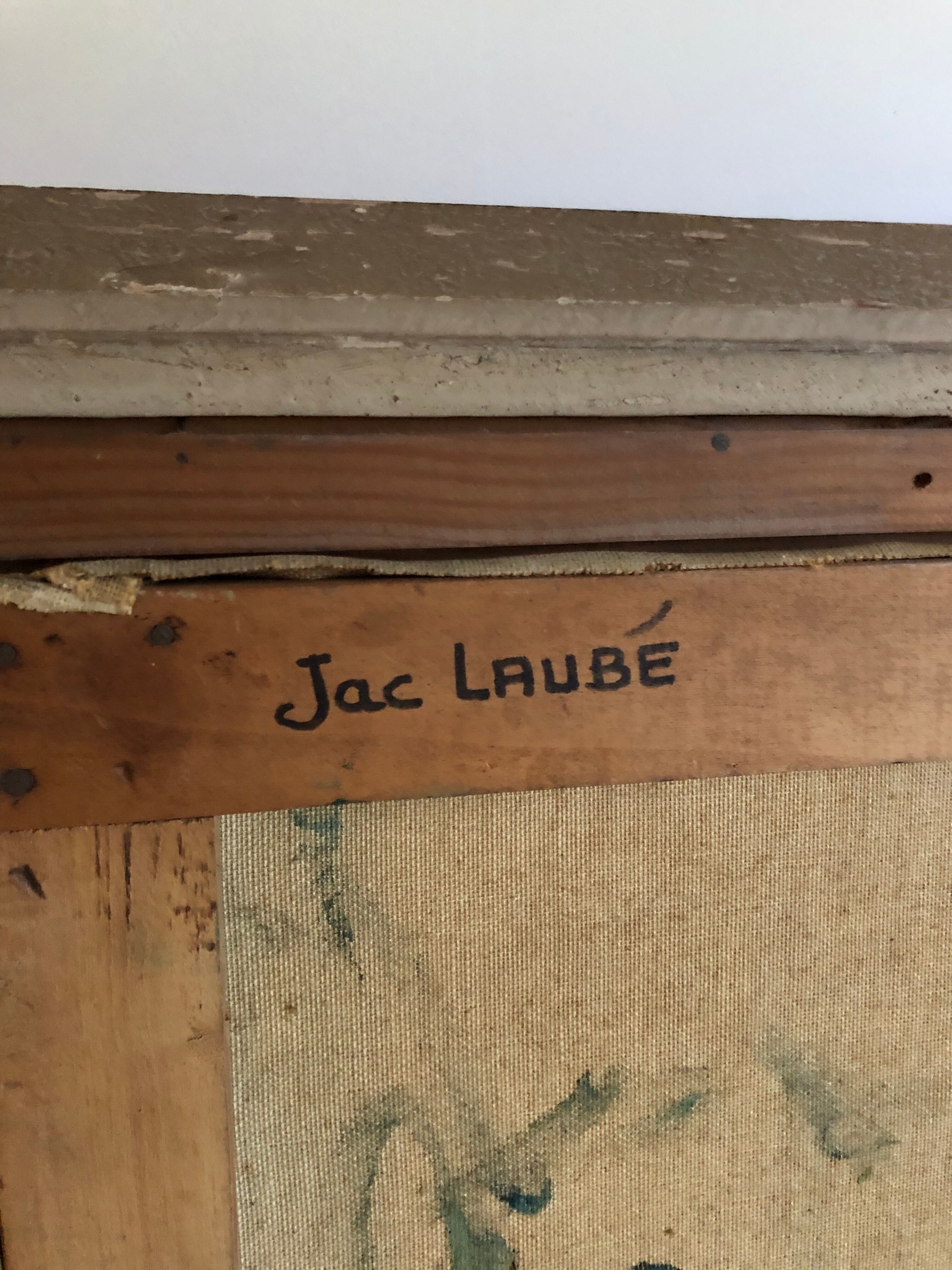 Oil on canvas House by the water