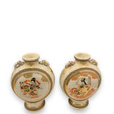 Pair of Japanese earthenware gourd vases from Satsuma