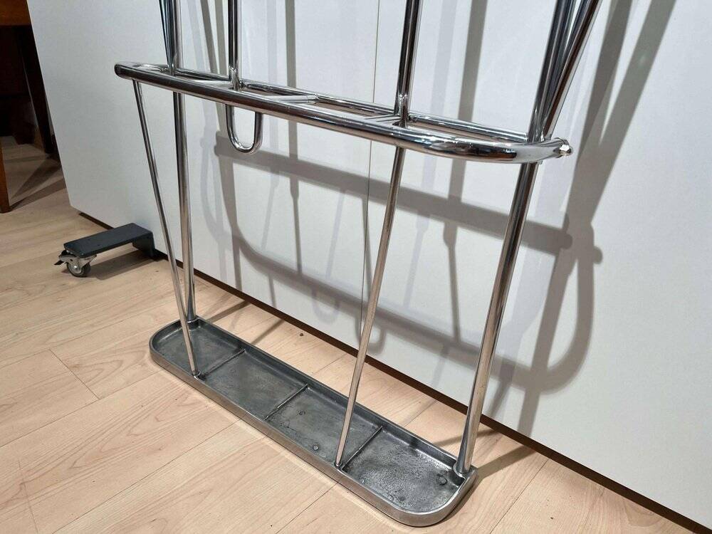 Art Deco Coat Rack & Mirror in Tubular Aluminum, France, 1930