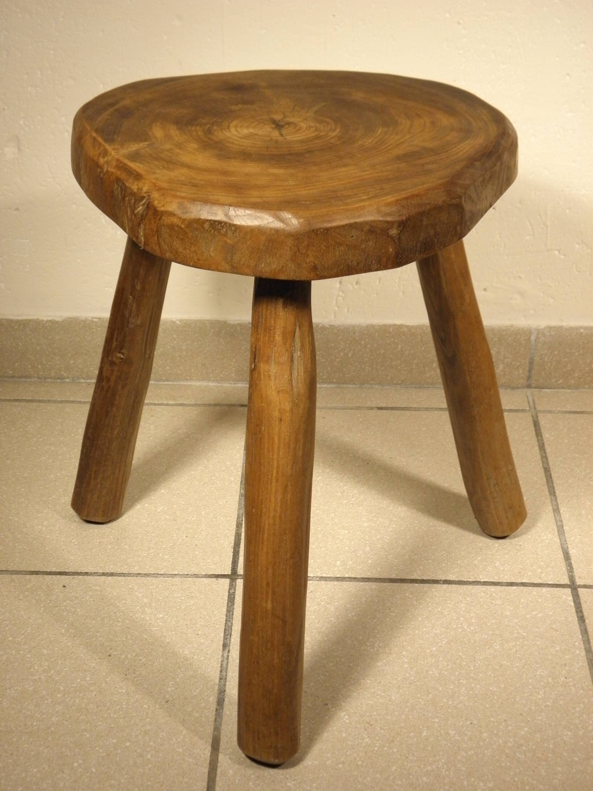 Pair of wooden tripod stools