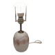 Table lamp in white and rose coloured glass designed by Michael Bang and manufactured by Holmegaard.