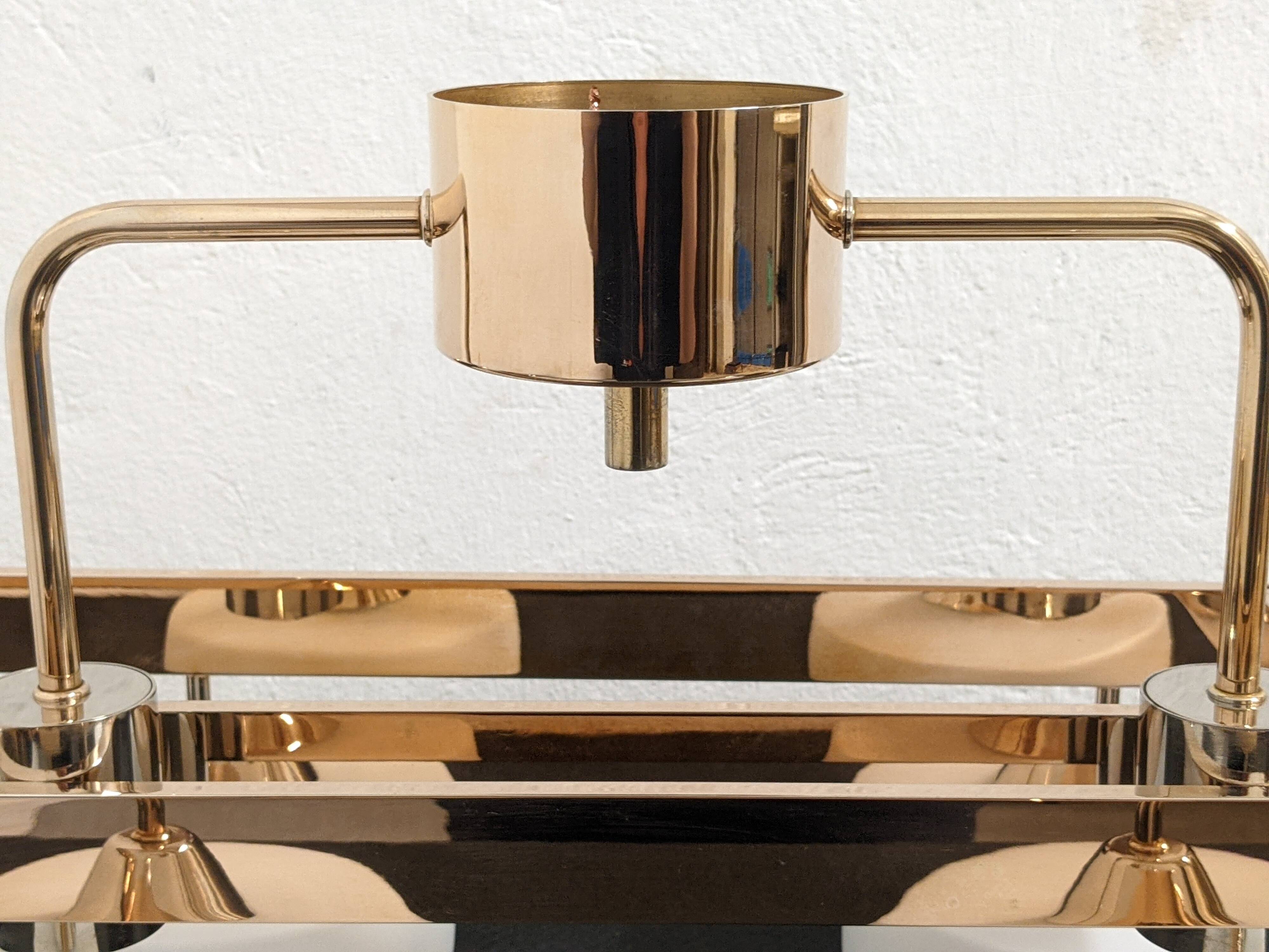 Arlus chandelier with 6 lights in opaline and brass from the 60s/70s