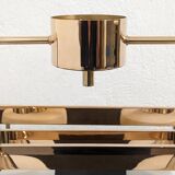 Arlus chandelier with 6 lights in opaline and brass from the 60s/70s