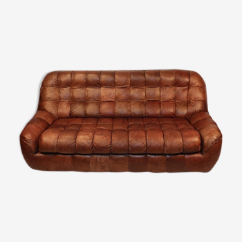 Canapé vintage en cuir patchwork 1970