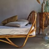 Vintage rattan and wicker bed