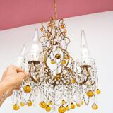 Italian cage chandelier in gilded metal circa 1960 (48 cm)