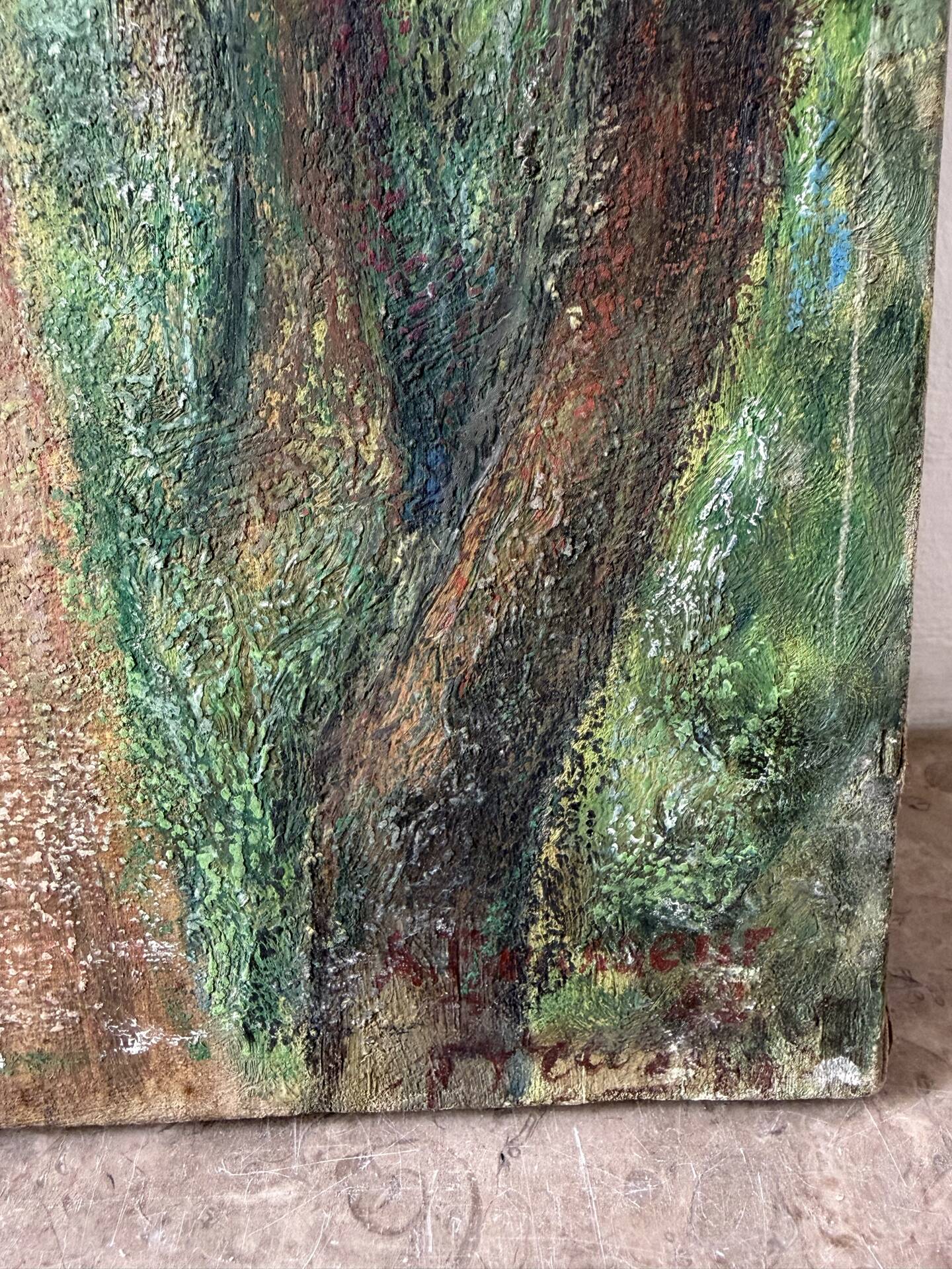 Canal stroll, oil on canvas signed