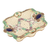 Antique French Majolica Earthenware Asparagus Plate, 19th Century