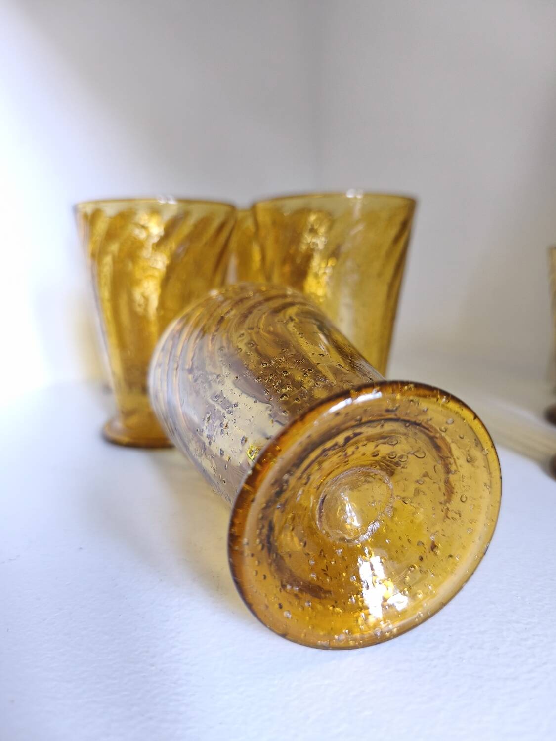 Set of 6 amber glasses