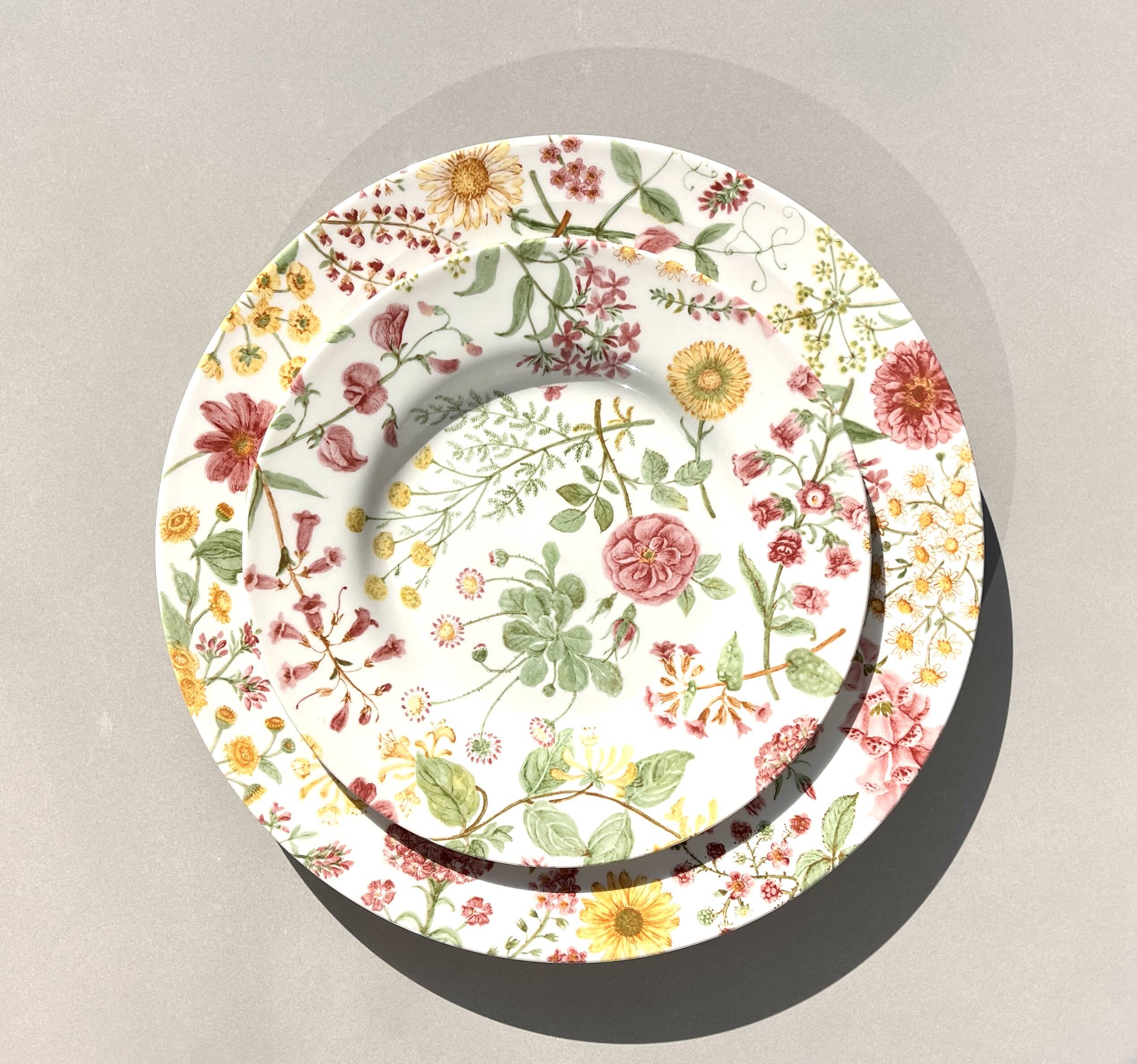 12 antique plates and 1 Royal stafford platter