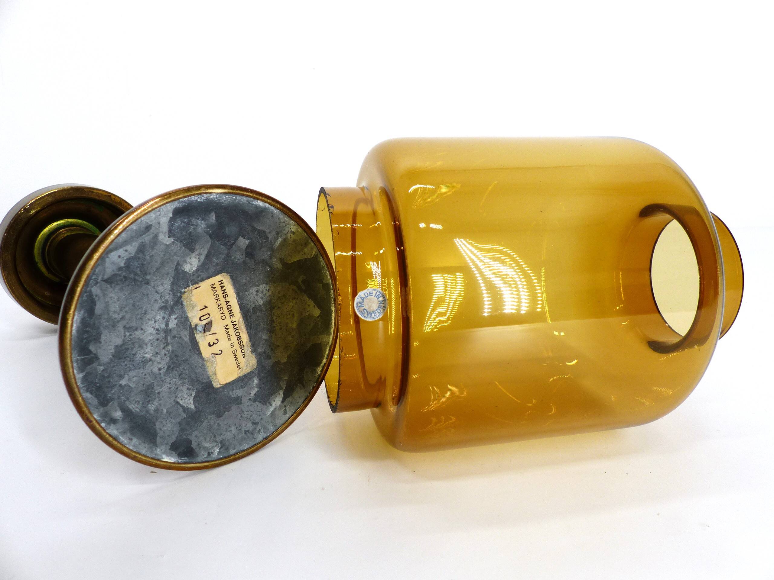 Honey glass candle holder Hans-Agne Jakobsson markaryd l 10232 1960