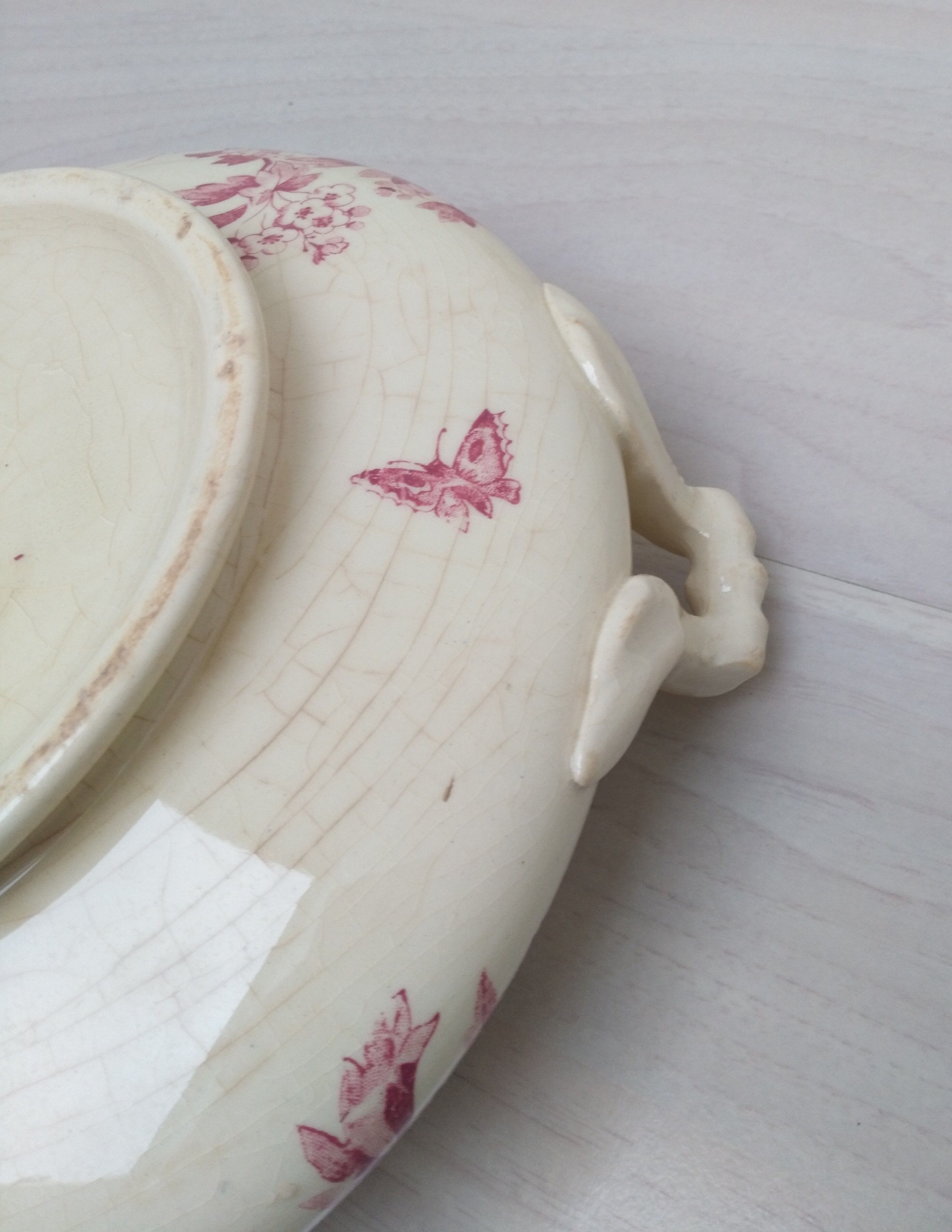 Iron earth tureen from Gien model Pink Hawthorn