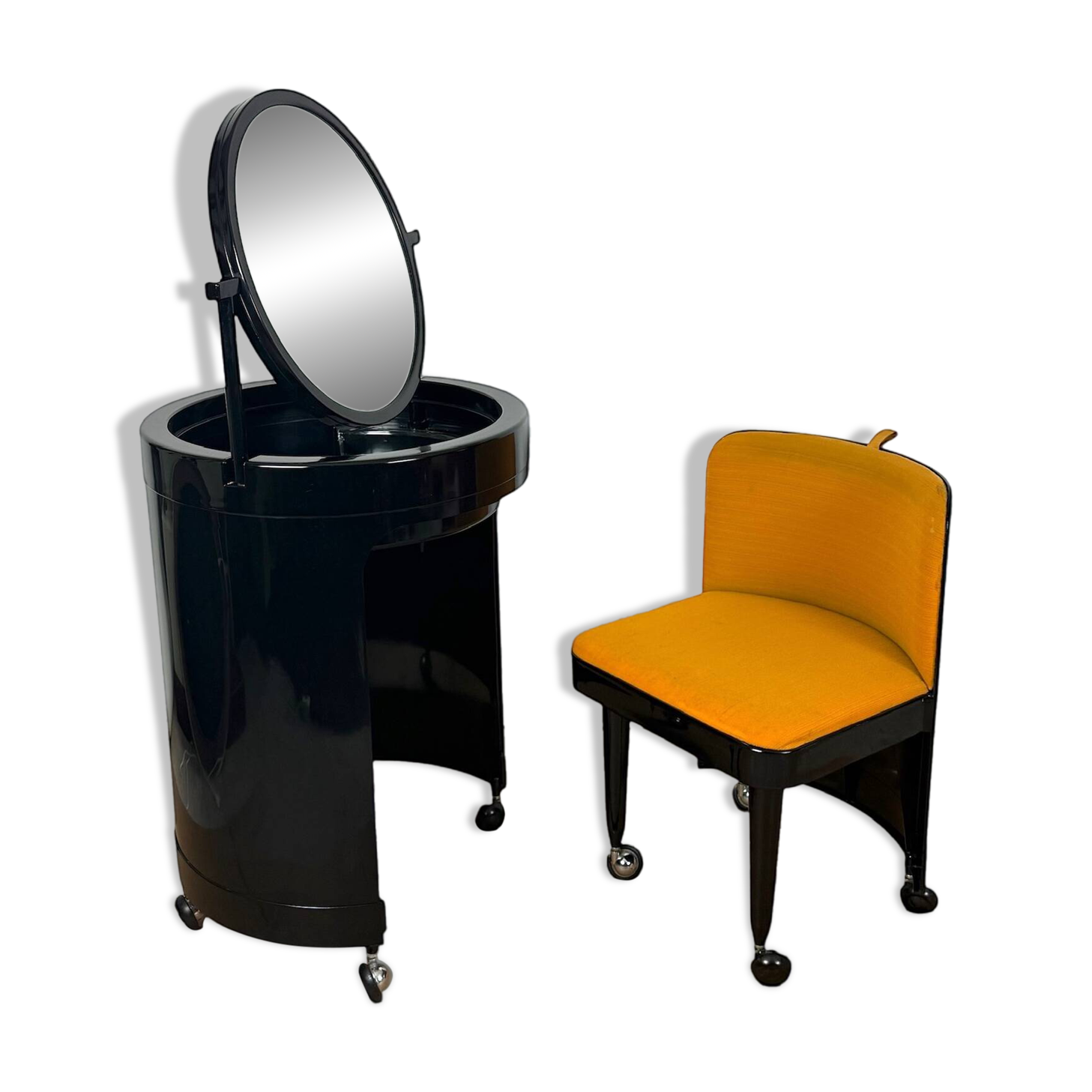 Coiffeuse et siège vintage italiens Silvi en plastique marron