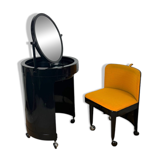 Coiffeuse et siège vintage italiens Silvi en plastique marron