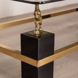 TABLE VINTAGE 70'S EN VERRE ET LAITON DESIGN MAISON CHARLES