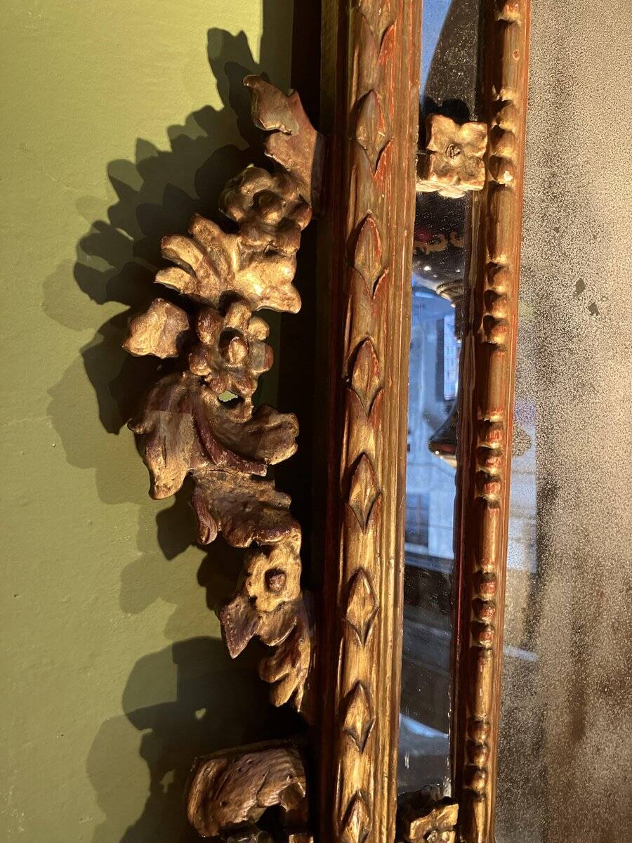 Large 19th Century French Giltwood Marriage Mirror Antique Overmantel Mirror with Original Mercury Foxed Glass