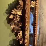 Large 19th Century French Giltwood Marriage Mirror Antique Overmantel Mirror with Original Mercury Foxed Glass