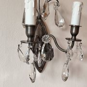 Wall light in tinned brass and crystal pendants - rococo light 2 lights