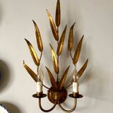 2-light leaf wall lights in gold metal