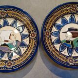 Pair of plates HB Quimper décor embroidery couple XX °