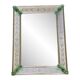 Contemporary rectangular Venetian mirror in floral green, hand-carved in Murano glass.