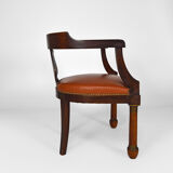 Empire, mahogany and leather office armchair, 19th century