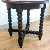 Antique side table with turned legs in solid wood, Louis XIII style