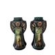 Pair of Art Nouveau slipware vases, hand-painted decoration.