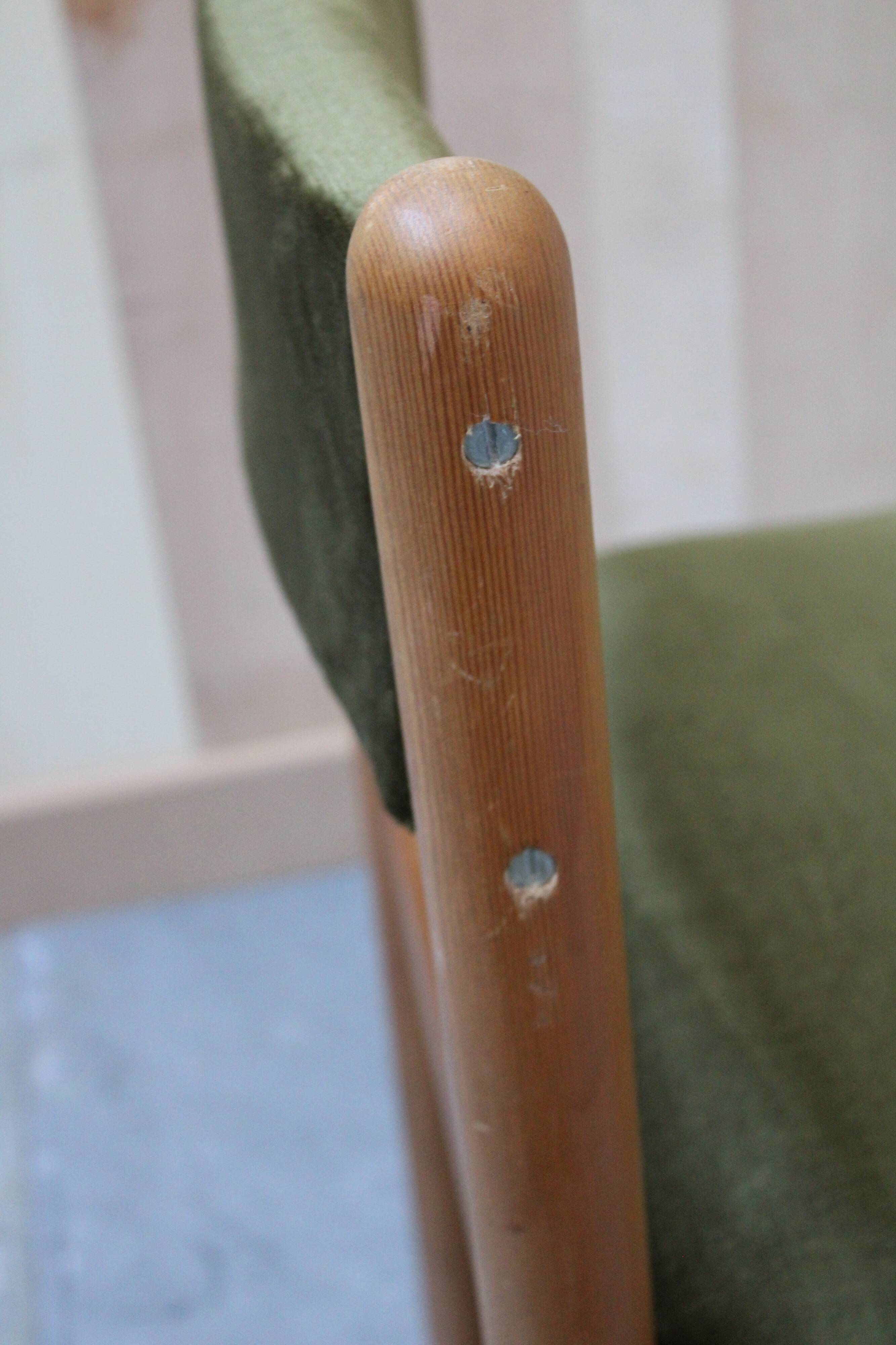 Vintage pine & velvet chairs