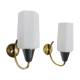 Pair of white glass globe brass wall light Year 50
