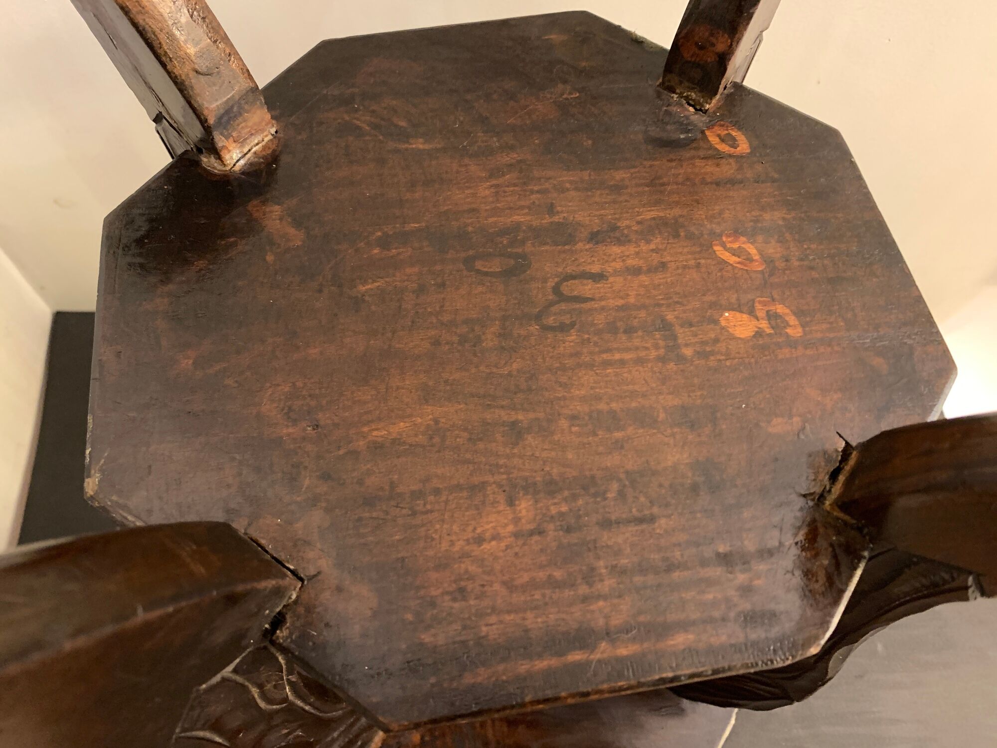 Japanese side table, carved wood, Liberty of London, 1900