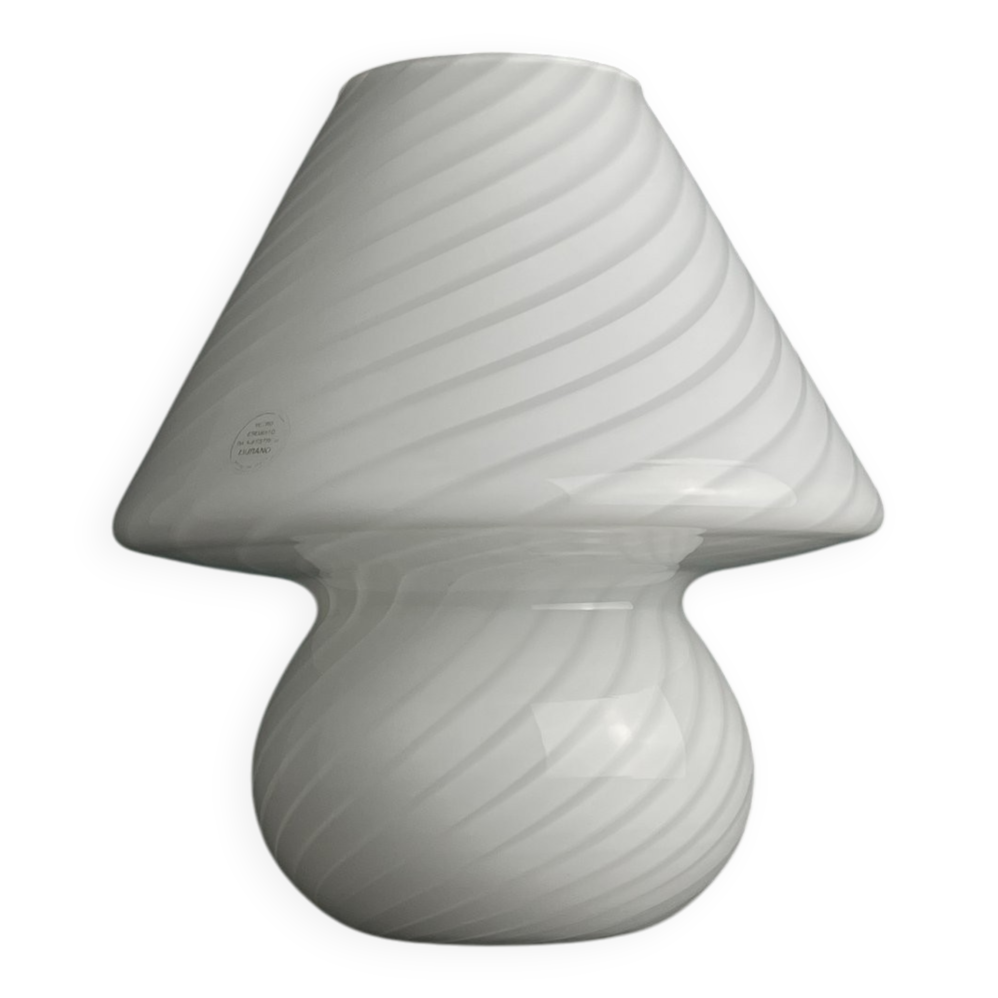 Vintage Murano glass table lamp in a swirling mushroom shape, Italy, 1970s.