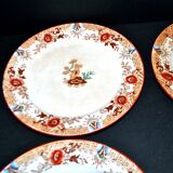 Sarreguemines service à dessert 12 assiettes faïence opaque bambou décor chinois asiatique polychrome