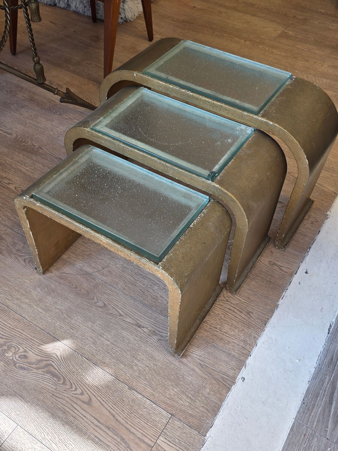 3 nesting tables, space age, circa 1970.