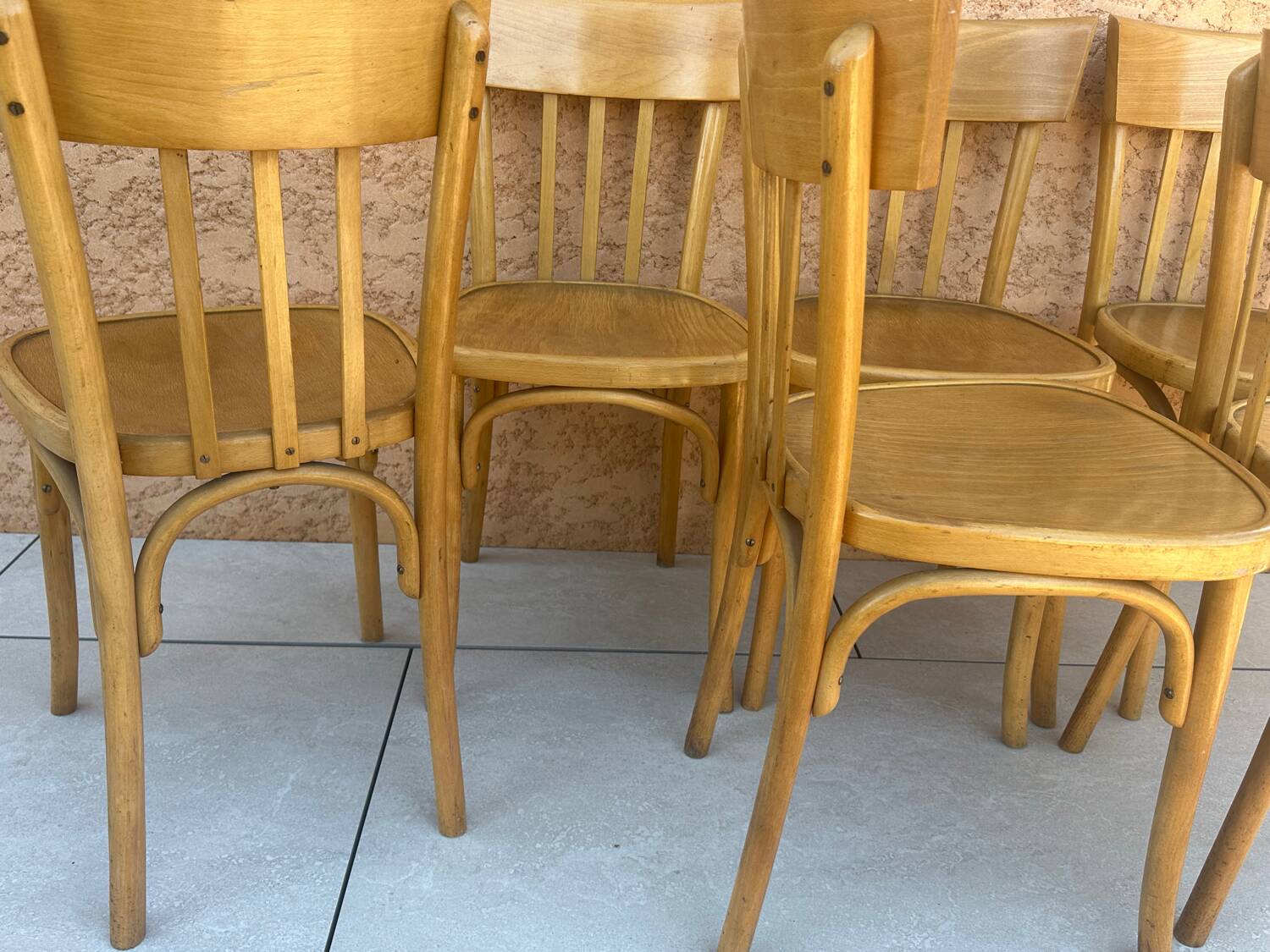 Set of 6 vintage 1960s bistro chairs