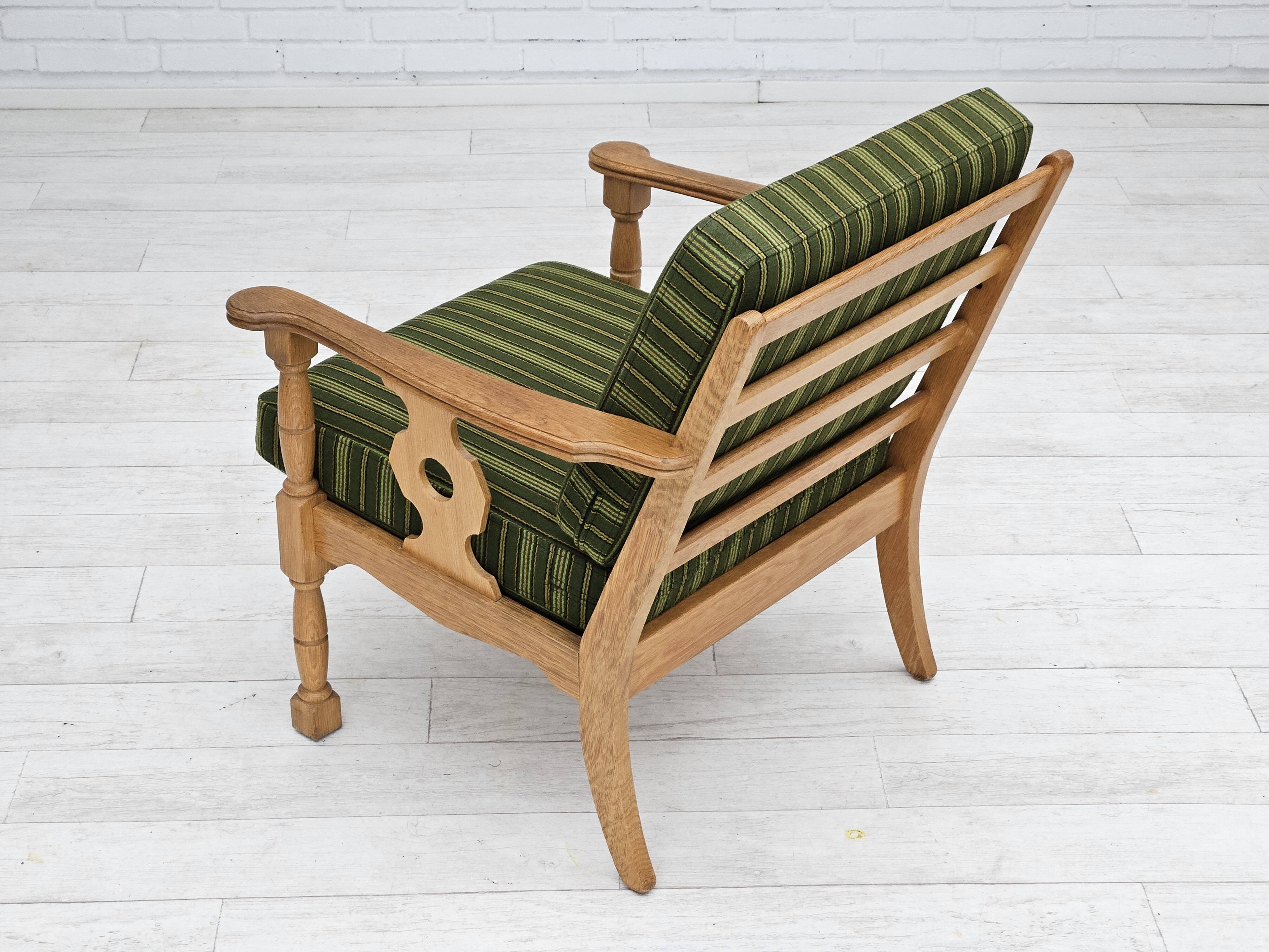 1970s, Danish design, oak wood armchair in furniture wool, original condition.