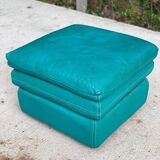 Pouf bleu turquoise en cuir à 3 niveaux