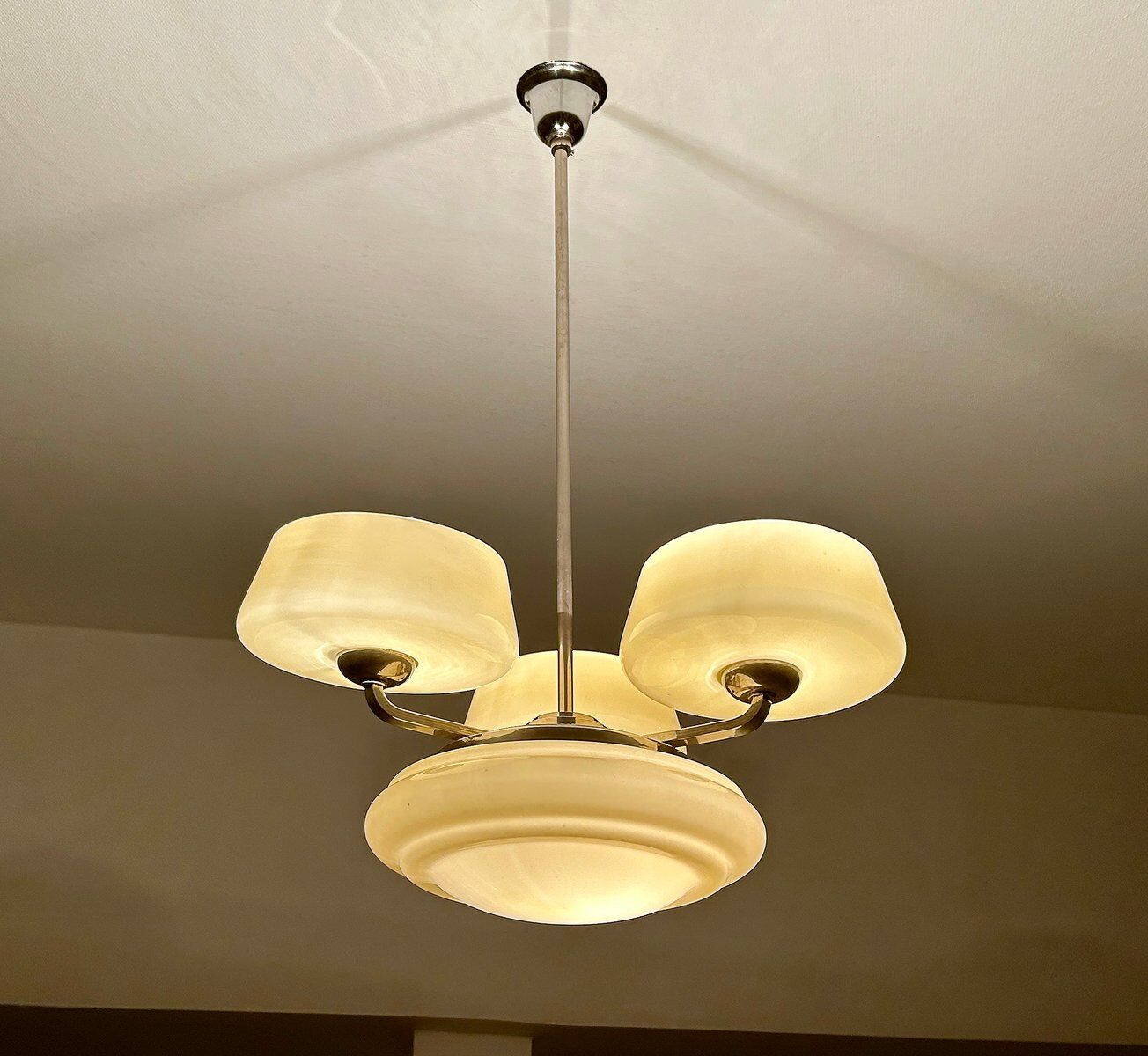 Large Art Deco pendant light in glass, 1930s