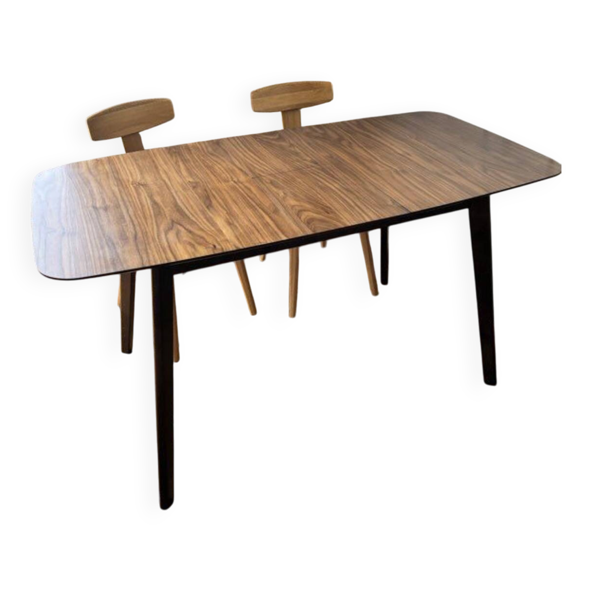 Extendable dining table for 4/6 people, dark walnut, 120/150 cm, 75 cm.