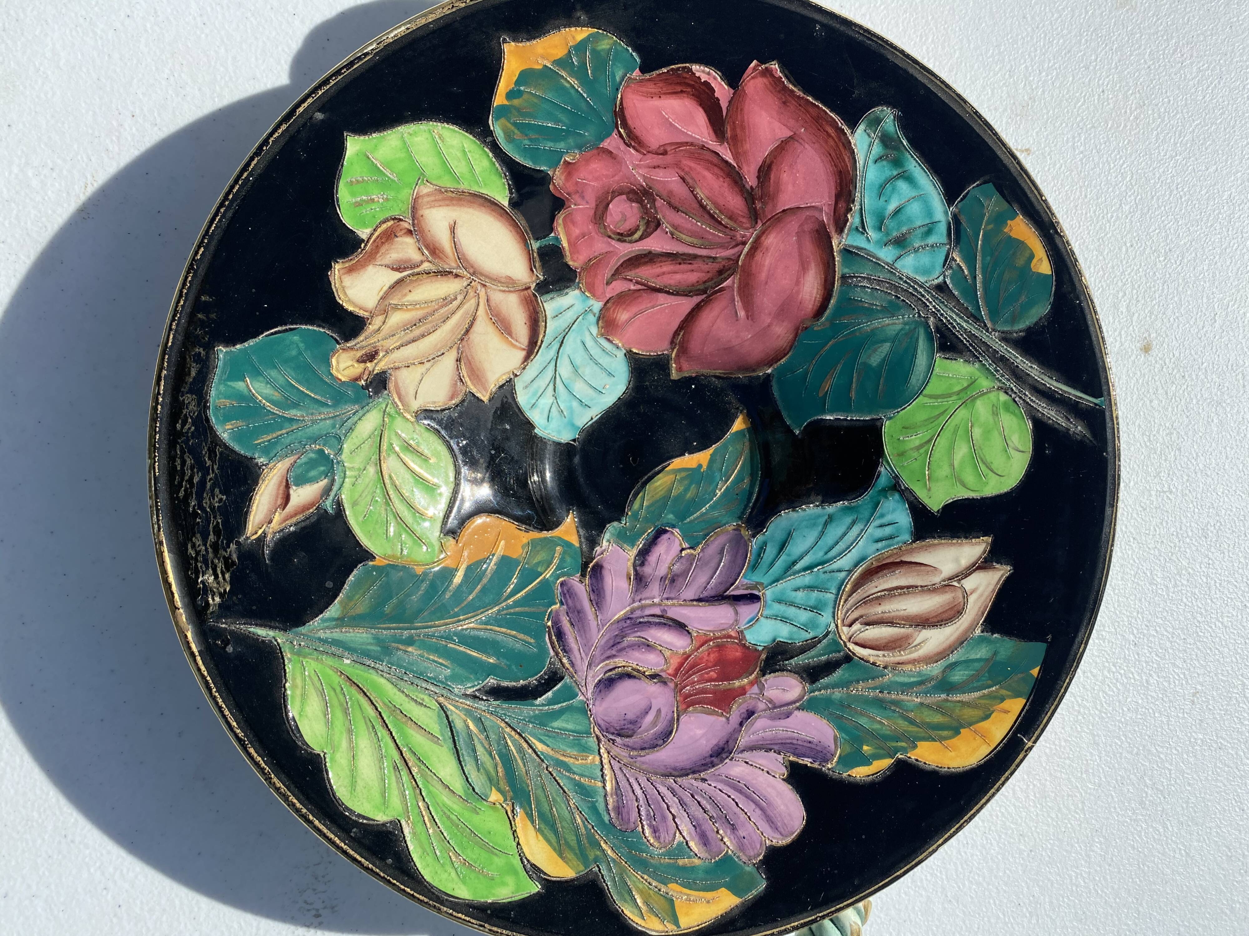 Ceramic handle dish 1960 vallauris