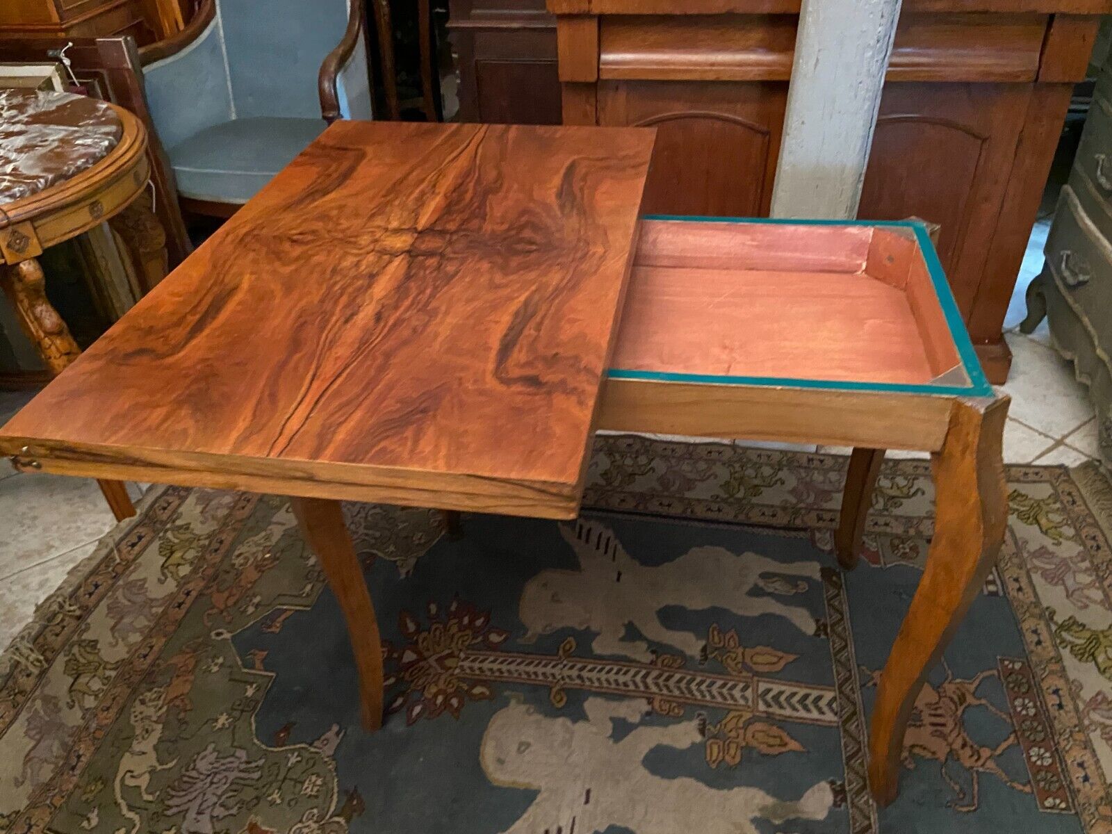 Table console tray wallet walnut sofa back design Vintage 1950